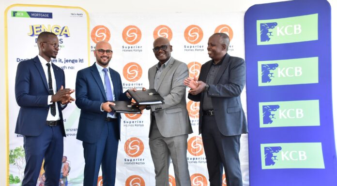 Leading property developer Superior Homes Kenya has today signed a Memorandum of Understanding (MOU) with KCB Bank Kenya that will see the two institutions bridge the gap between property development and financing to boost uptake of real estate products in Kenya. The partnership will enable Superior Homes Kenya investors to access tailor-made mortgage products from KCB Bank, specifically designed to support the mid-income and premium housing market segments, which aligns with their shared vision of empowering more Kenyans to achieve homeownership while driving sustainable urban growth. This partnership comes at a time when Kenya’s real estate sector continues to experience significant economic growth, currently contributing 6.7 per cent to the country’s Gross Domestic Product (GDP), up from 4.1 per cent in 2020. Despite this growth, majority of Kenyans (88.6 per cent) still construct their homes over a long period, relying on personal savings rather than mortgage financing, due to limited access to structured financial solutions. This collaboration aims to bridge that gap by unlocking flexible financing for existing and potential homeowners looking to buy into Superior Homes developments. Speaking during the event, Superior Homes Kenya Chief Executive Officer Shiv Arora noted that the partnership marks a transformative milestone in the company’s mission to offer communities of value to their investors. “Our goal as a company is to create and drive the uptake of sustainable master-planned communities. Whether you are a first-time buyer, an investor, or living abroad, this partnership brings you one step closer to being a homeowner in a financially sustainable way, while also contributing meaningfully to the country’s housing agenda,” said Superior Homes Kenya Chief Executive Officer Shiv Arora. Under this deal, KCB Bank will offer competitive mortgage financing for Superior Homes Kenya’s pipeline of mid-tier and premium housing projects. This includes structured repayment plans, longer tenure options, and dedicated customer support to guide homebuyers through the application and approval process. “This partnership cements our relationship with Superior Homes in terms of being able to provide affordable housing for the populations in Kenya. Superior Homes has delivered timely and quality products over the last 20 years. Through this partnership, we are looking to offer the Kenya Mortgage Refinance Company (KMRC) mortgage facility which allows for 105 per cent borrowing. Not only are we will be offering loan facilities but also cover some of the closing costs which allow investors ease in their transition into homeownership,” said KCB Group Head of Projects and Investments Kenneth Luusa.