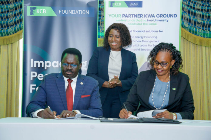KCB Bank has signed agreements with 29 public and private universities to provide tailored financing and digital solutions aimed at supporting infrastructure development, operations, and financial access for staff, students, and suppliers. Click here to connect with us on WhatsApp The initiative will offer project finance, working capital, and digitized payment systems for institutions, alongside salary advances, mortgages, asset financing, and insurance products for teaching and non-teaching staff. Universities will also have access to green energy financing options such as solar power and biogas. Students will benefit from fee payment plans, digital banking tools, and a three-month internship programme targeting over 10,000 learners to boost practical skills and industry exposure. KCB says the programme will also extend credit and training to SMEs and suppliers linked to the universities, while surrounding communities will access enterprise development, environmental conservation projects, and scholarships through the KCB Foundation. The move comes as public universities grapple with funding shortfalls amid rising enrolment and infrastructure needs. Government data shows that most institutions face growing financial pressures, prompting calls for private sector partnerships to sustain the sector. According to Higher Education Principal Secretary Dr. Beatrice Inyangala, the collaboration aligns with government efforts to promote sustainable, inclusive, and digitally enabled higher education.