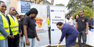 Equity Group Foundation Board Member, Dr. Ruth Kagia plants a tree seedling during the 16th Annual Education and Leadership Congress held at Alliance Girls High School. Equity Group Foundation (EGF) is hosting the Annual Education and Leadership Congress for 4,404 Wings to Fly and Elimu scholars across the country, during the August school holidays, including 3,402 refugee scholars from Dadaab and Kakuma. The experience is designed to transform how scholars approach daily decisions, equipping them to generate meaningful change in their academic journeys, personal growth, and community impact. To date, 60,009 scholars, (22,009 Wings to Fly Scholarships and 38,000 Elimu) have benefited from these programs, receiving full scholarships and mentorship support throughout their secondary education journey.